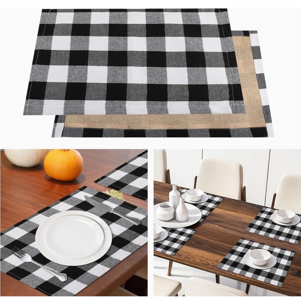 Farmhouse plaid kitchen table placemats